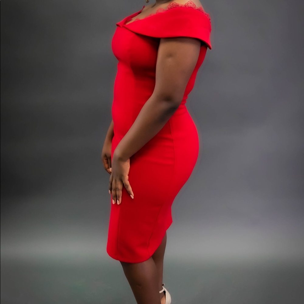 Spicy red off shoulder date night classic dress